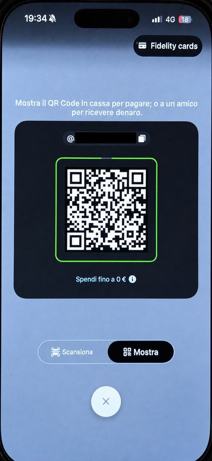 Pagamento con QR code nell'app Satispay