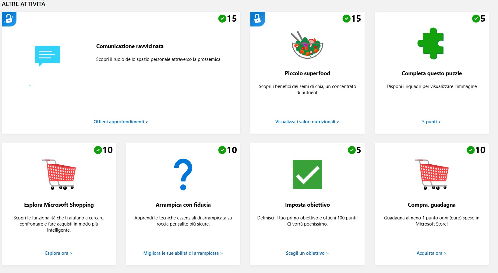Attività extra Microsoft Rewards