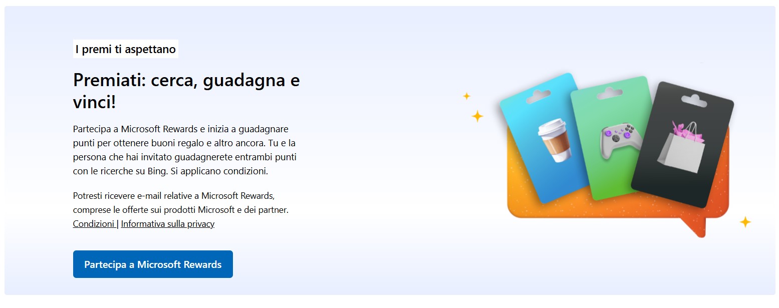 Iscrizione Microsoft Rewards